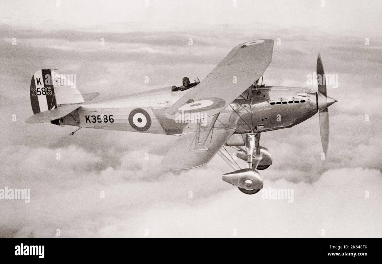 New RAF Hawker Fury aircraft in flight, 1933 Stock Photo