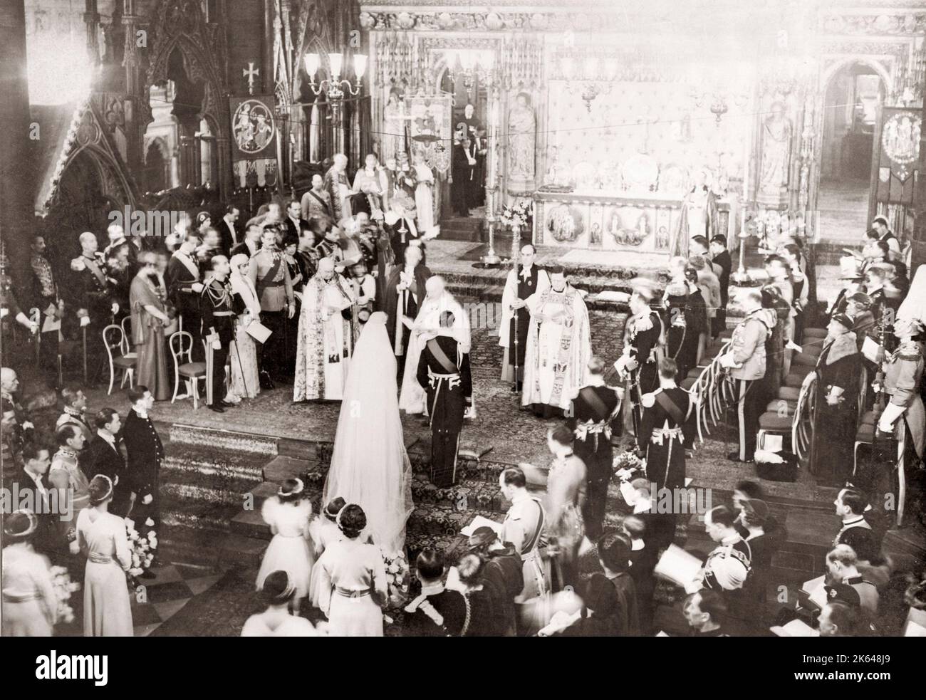 Royal wedding - Duke of Kent marries Princess Marina of Greece, Westminster Abbey, 1934. Stock Photo