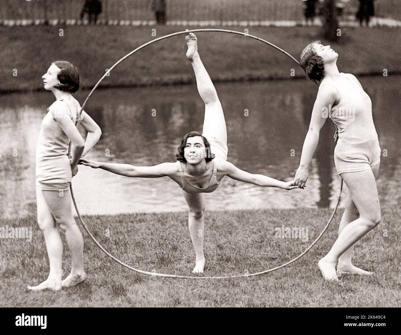 Dancers with hoops, Liverpool Dance School, 1930's Stock Photo Alamy