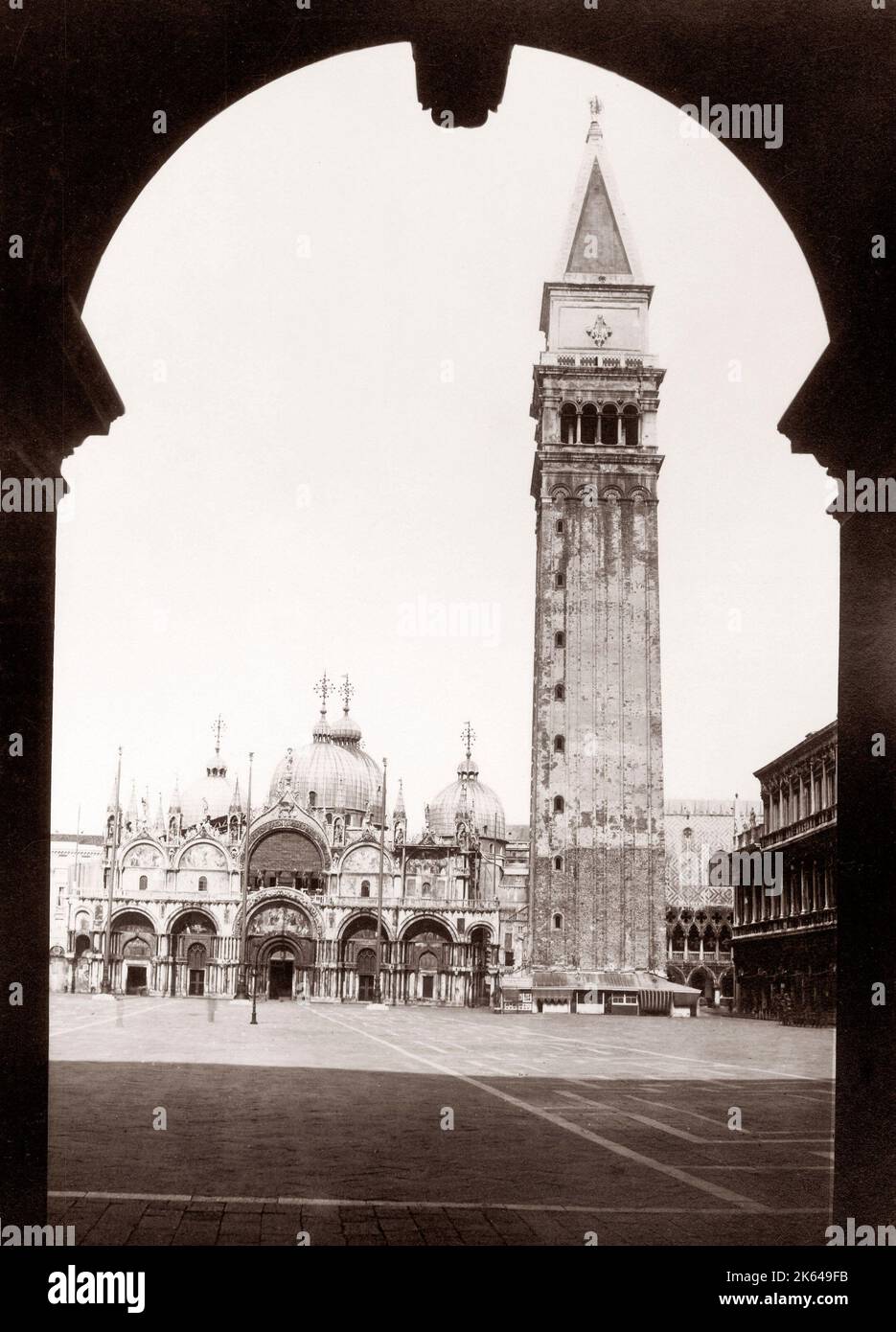 Campanile and St Mark's cathedral, Venice, Italy, c.1880's Stock Photo