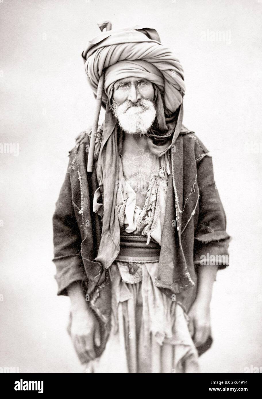Portrait of a poor Egyptian man, Egypt, c.1880's Stock Photo