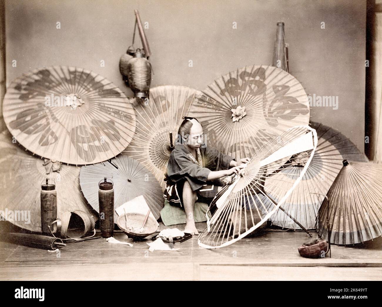 c. 1880s Japan umbrella and parasol maker Stock Photo Alamy