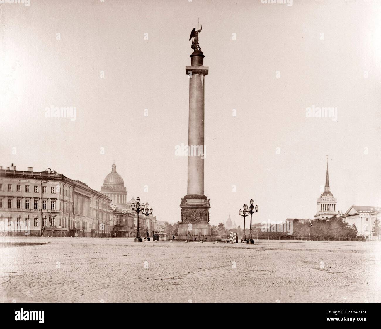 19th century vintage photograph Russia - Alexander, Alexandrian Column, St. Petersburg Stock Photo