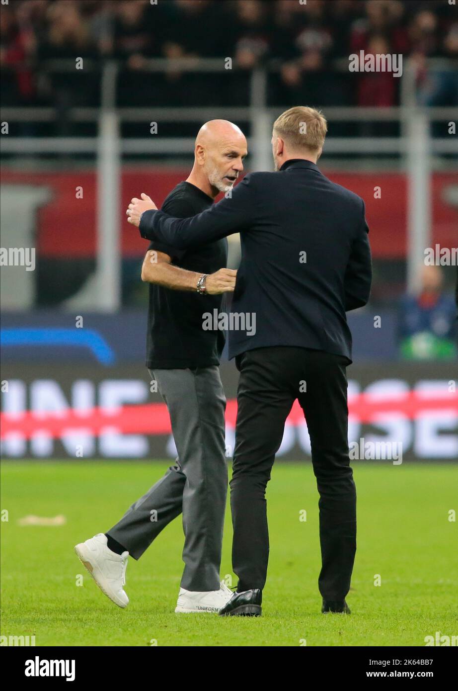 Milan, Italy. 11th Oct, 2022. Coach Stefno Pioli (Ac Milan) and Coach ...