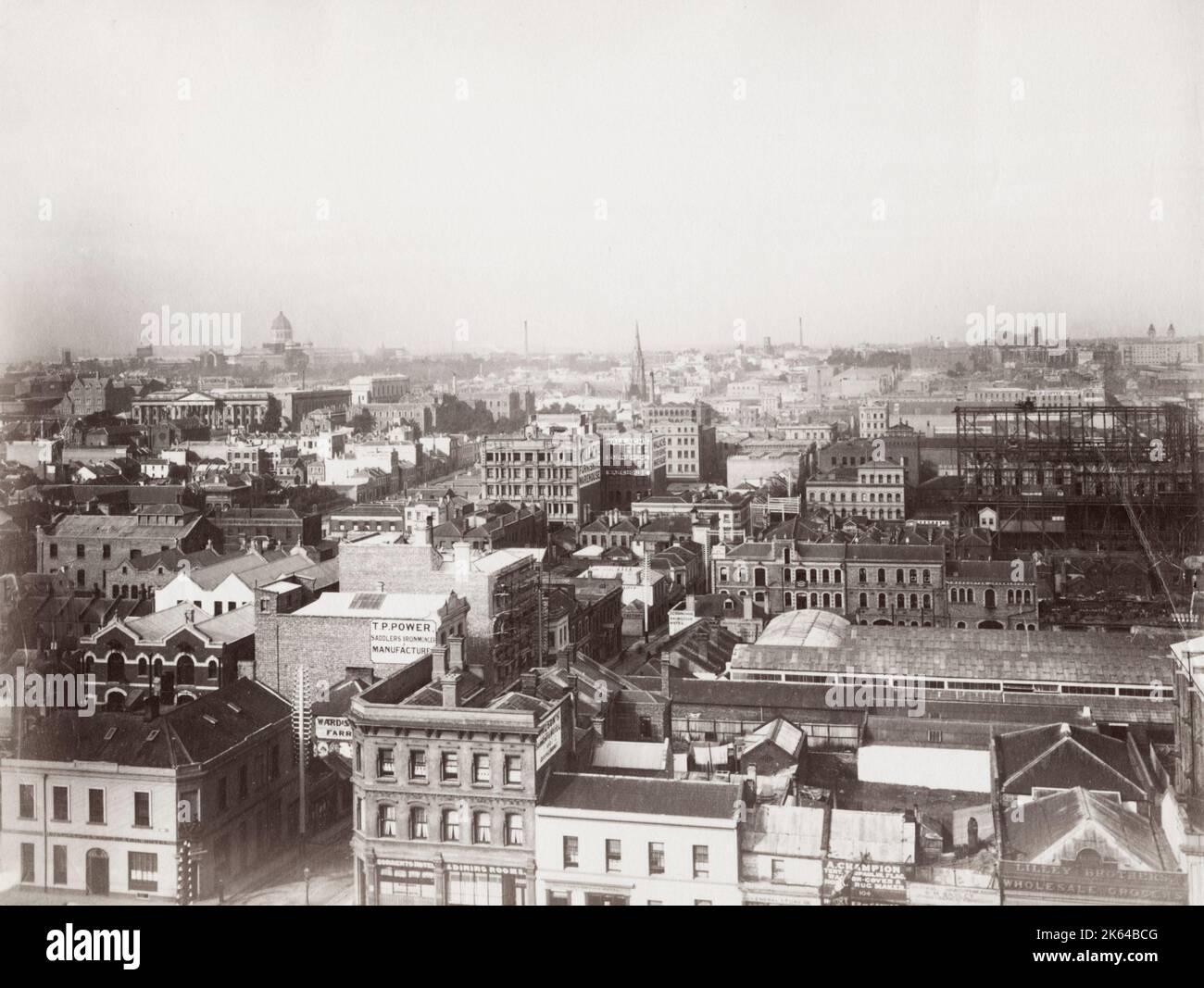 Vintage 19th century  photograph: city centre view, believed to be Melbourne, Australia, image c.1890 Stock Photo