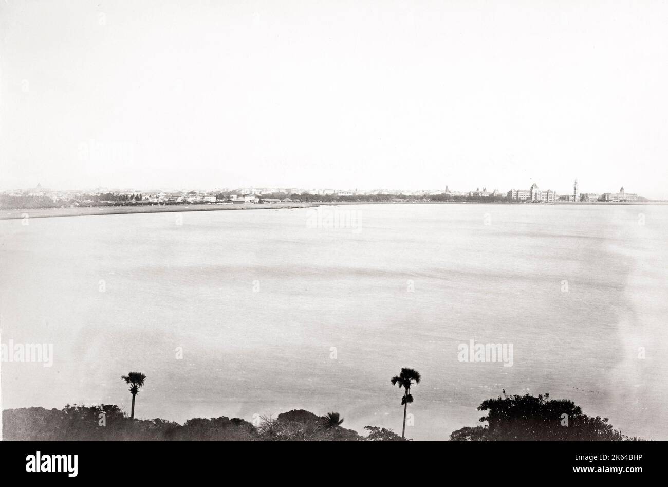 Vintage 19th century photograph: Bombay, Mumbai, India, view from Malabar Hill. Stock Photo