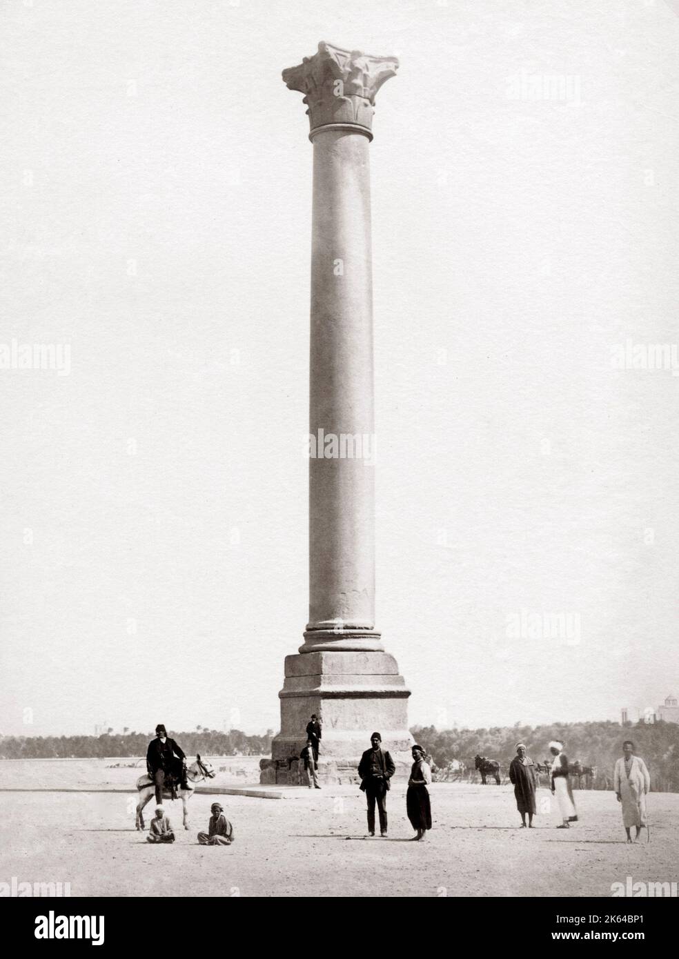 Pompey's Pillar/Column, Alexandria, Egypt, c.1870's Stock Photo - Alamy