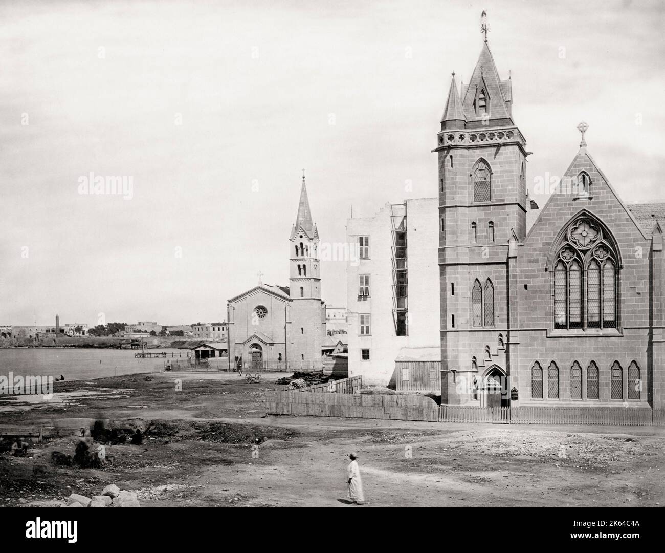 Vintage 19th century photograph: Christian churches, Egypt, probably Cairo. Stock Photo