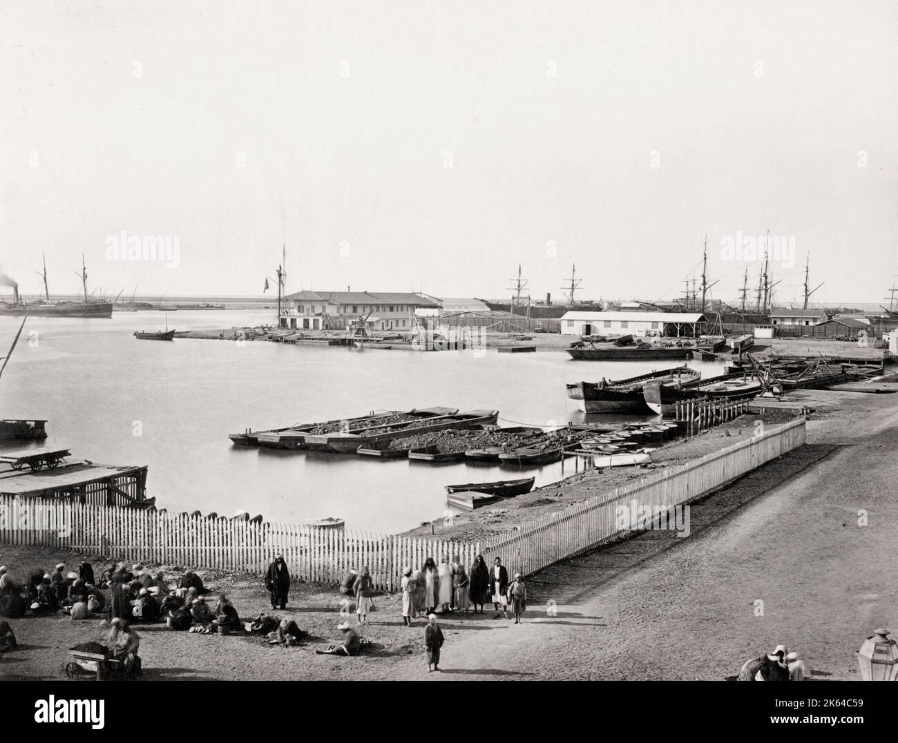Vintage 19th century photograph: Port Said,  Suez Canal, Egypt. Stock Photo
