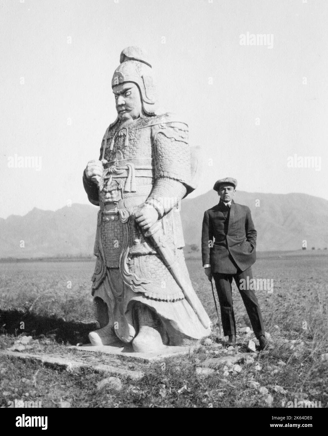 Stone warrior, soldier, Ming tombs, China, c.1910 Stock Photo