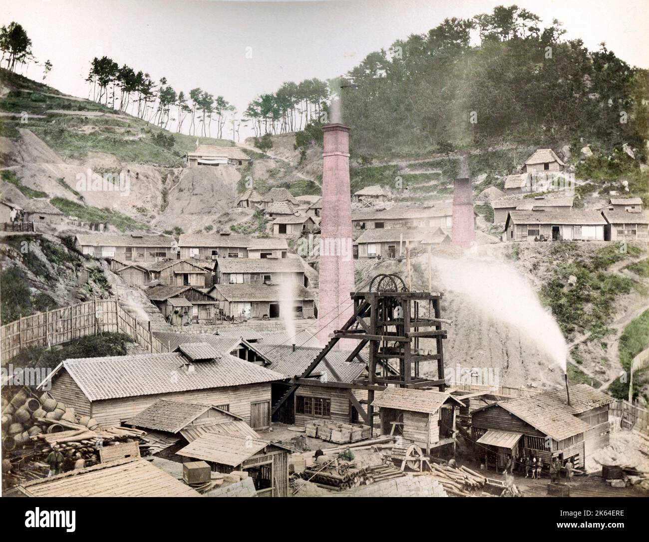Late 19th century vintage photograph Takashima Coal Mine, Nagasaki