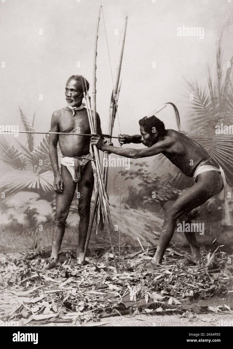 Hunters with bows and arrows, Philippines, c. 1890 Stock Photo