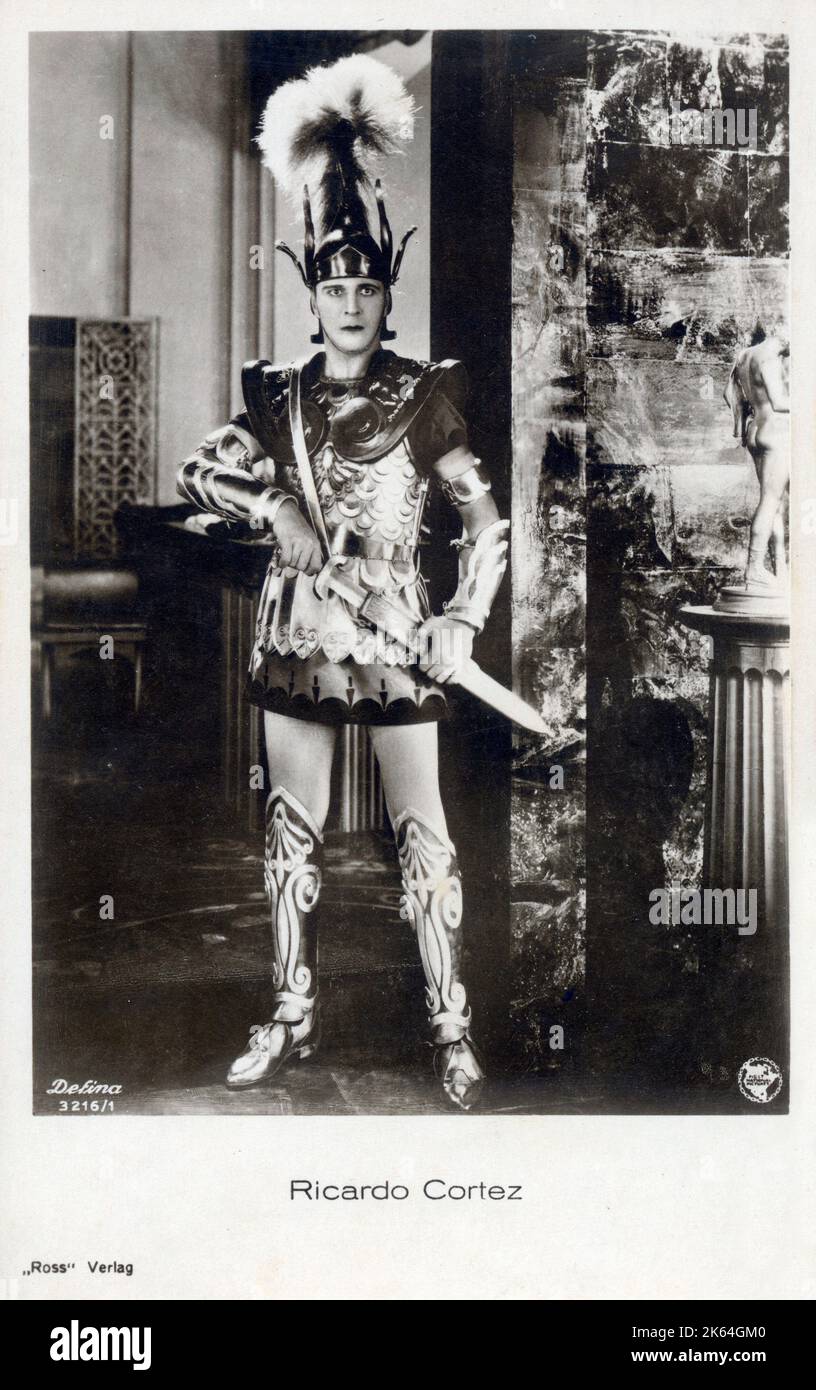 Ricardo Cortez (Jacob Krantz) (1900-1977) - American silent film actor, shown here in the role of Paris in 'The Private Life of Helen of Troy' (1927). Stock Photo