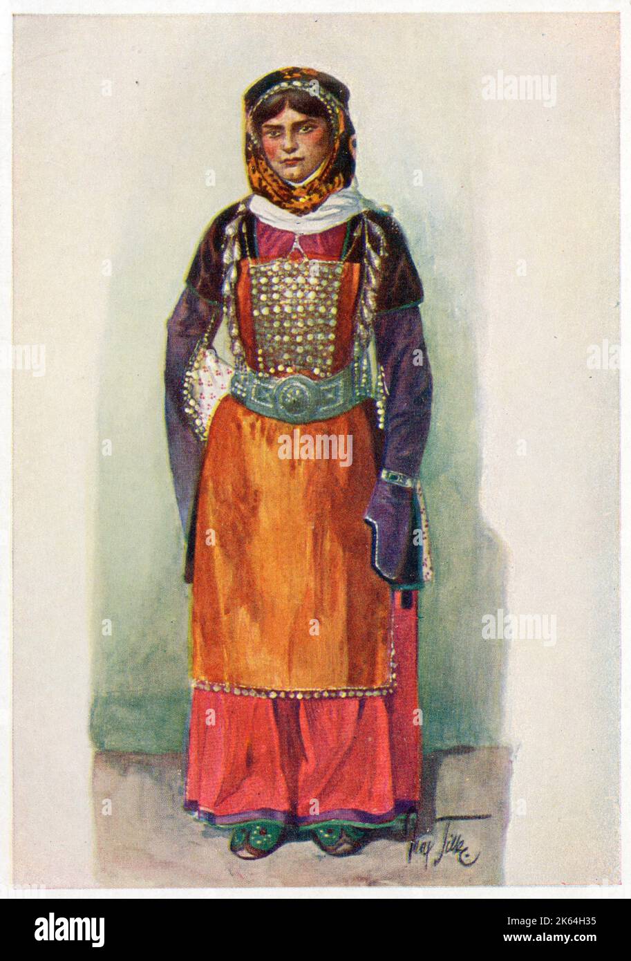 People of the Caucasus series by Max Karl Tilke - Ingiloy Woman, Georgia. Stock Photo