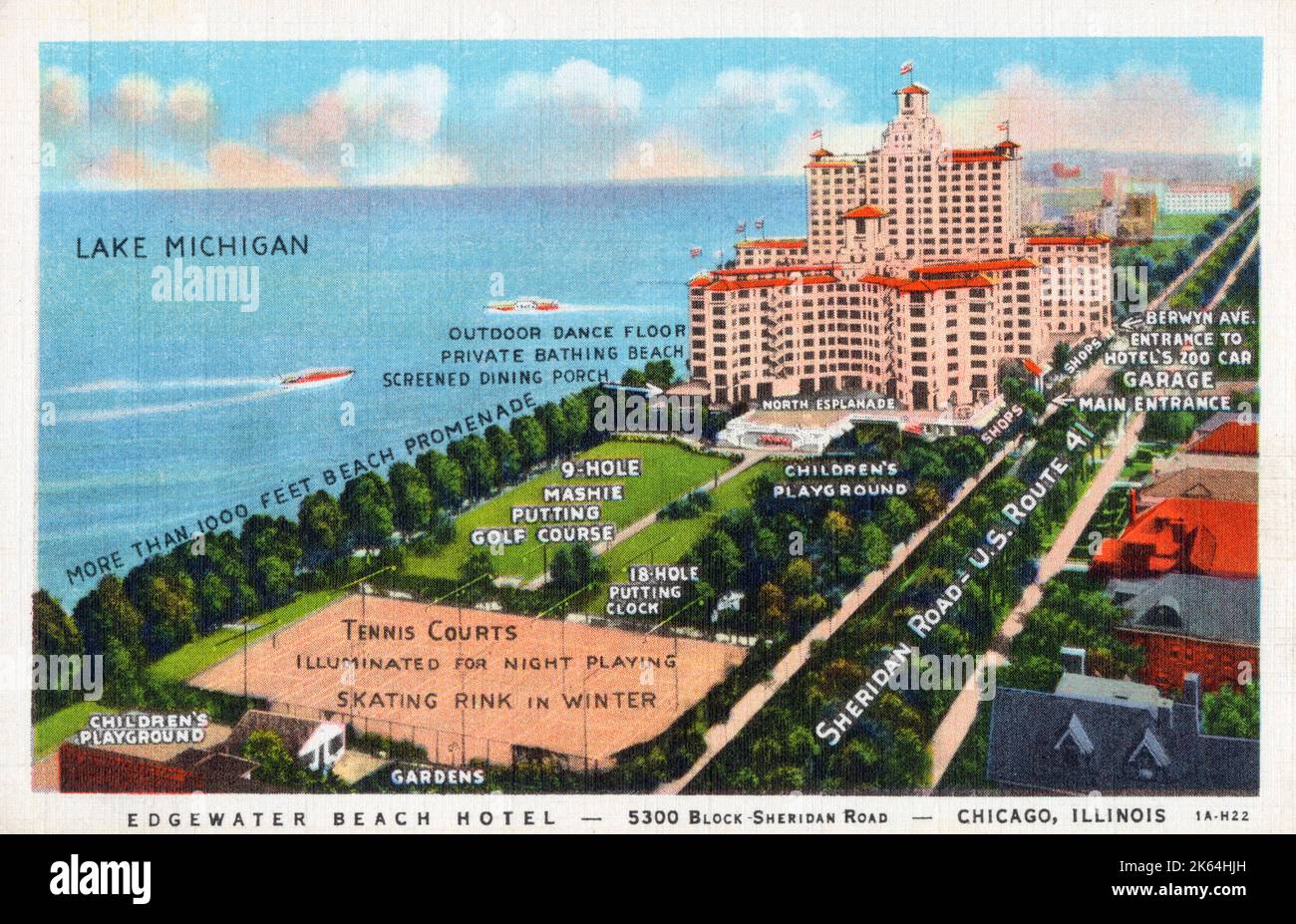 Edgewater Beach Hotel Chicago, Illinois, USA. Date circa 1925 Stock