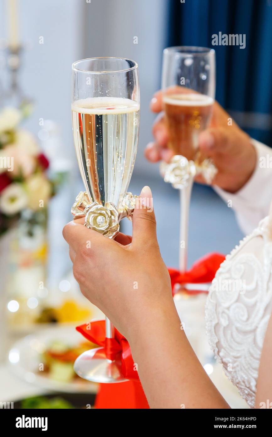 Wedding glasses for newlyweds on the wedding day Stock Photo - Alamy