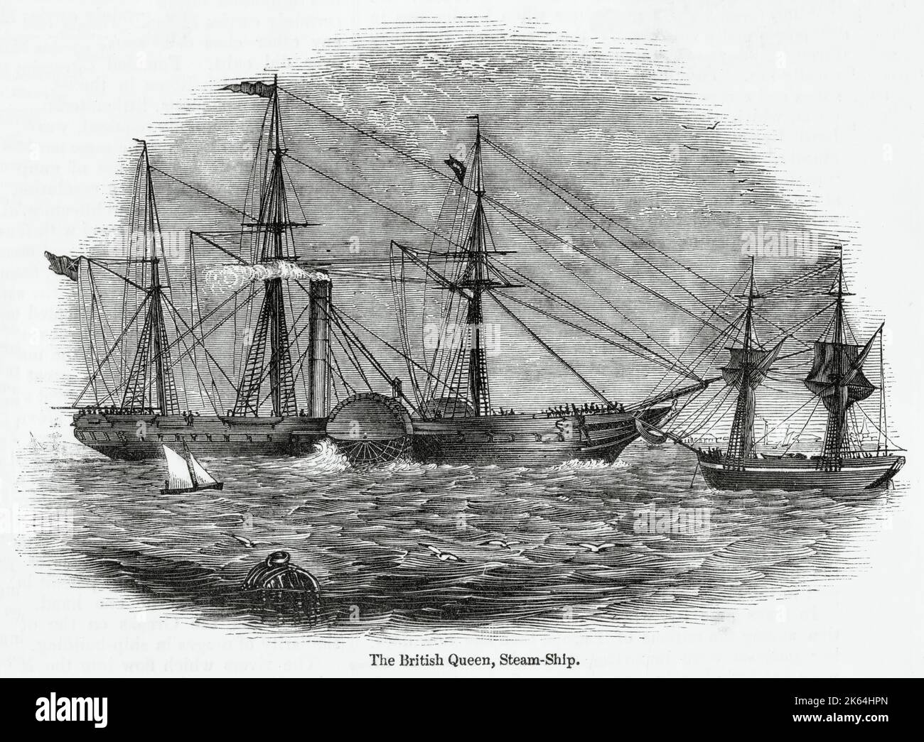 SS British Queen, named in honor of Queen Victoria, the second passenger steamship, completed for the transatlantic route from 1839 to 1840. Stock Photo