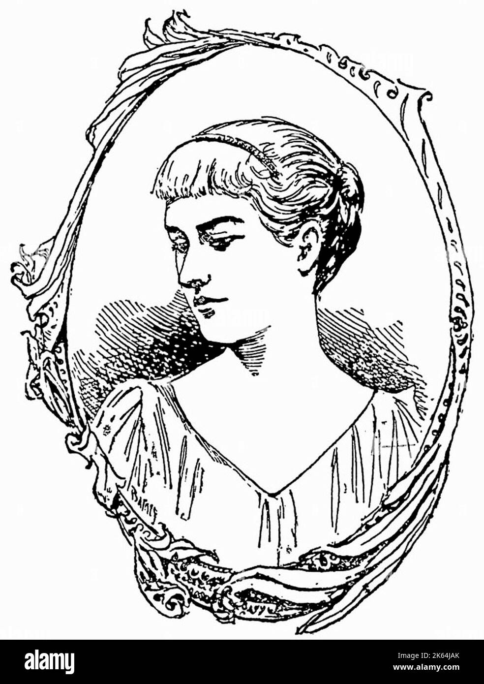 Lucile Stewart Carter Brooke (nee Polk) (1875-1934) - American socialite and the wife of wealthy American William Ernest Carter. Survived the RMS Titanic disaster (along with her husband and their two children) after the ship hit an iceberg and sank on April 15, 1912. Pictured here when a young woman in 1892.     Date: 1892 Stock Photo