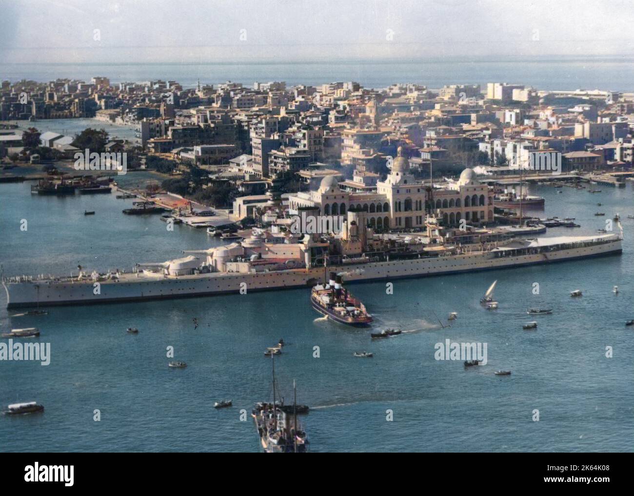 British Royal Navy Cruiser at Port Said, Egypt Stock Photo