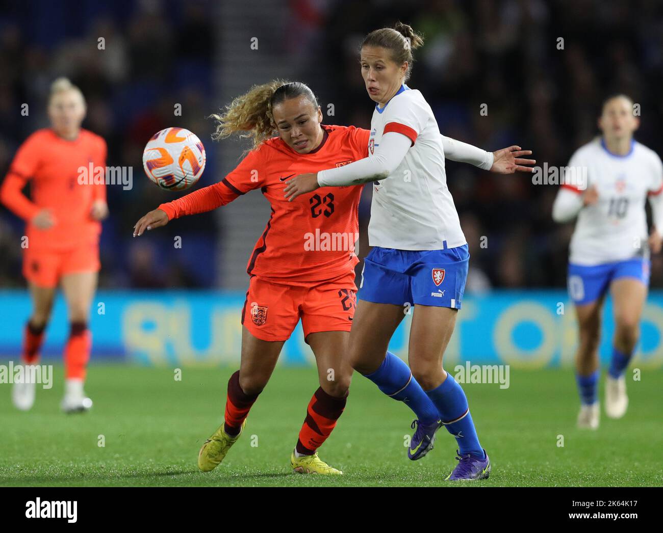 Kristyna Ruzickova of Slavia Praha challenges for the ball with