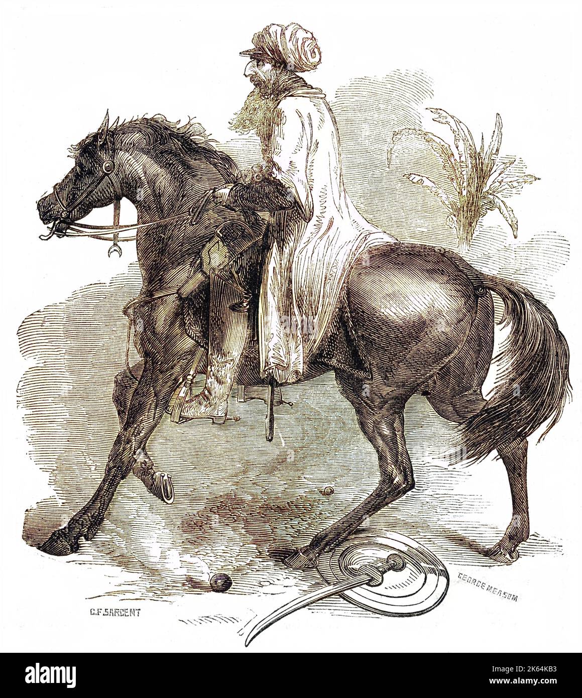 SIR CHARLES JAMES NAPIER (1782 - 1853), British military commander, on horseback in India. Stock Photo