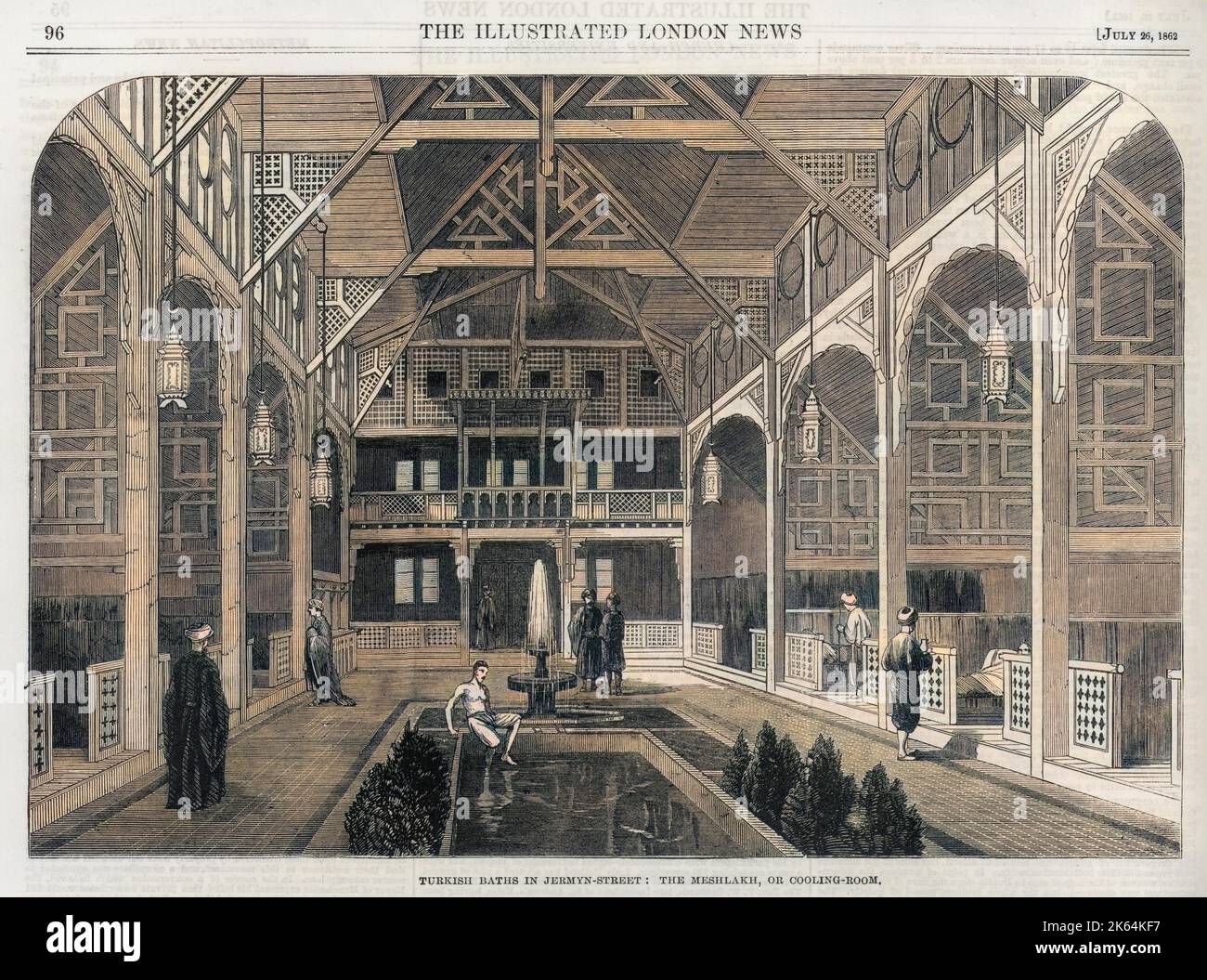 View inside the Turkish Baths in Jermyn Street, London, showing the