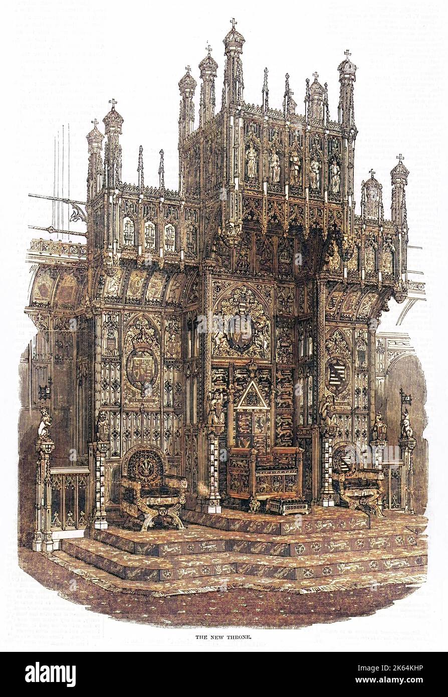 The Throne in the House of Lords. Date 1847 Stock Photo Alamy