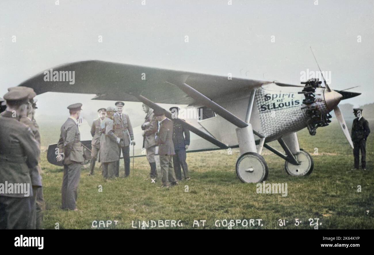 1920s 1927 CHARLES LINDBERGH AMERICAN AVIATOR IN COCKPIT OF PLANE Stock  Photo - Alamy