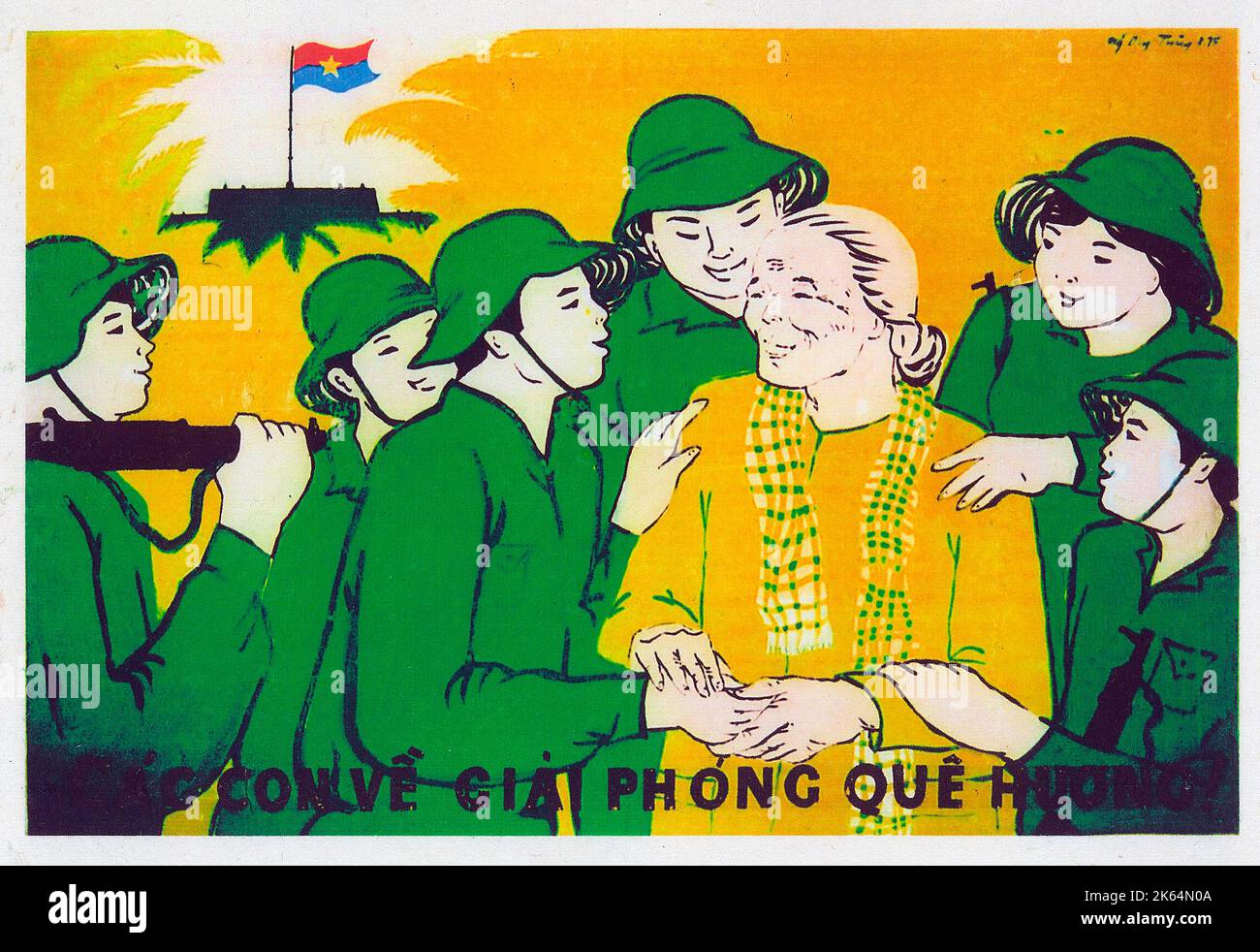 Vietnamese Patriotic Poster - 'Children returning to liberate their homeland' Stock Photo