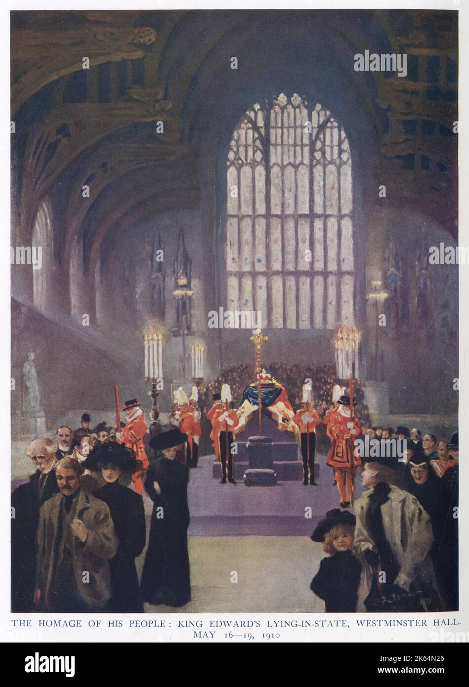 The homage of his people: King Edward VII's lying-in-state at Westminster Hall from May 16th to the 19th, 1910. Stock Photo
