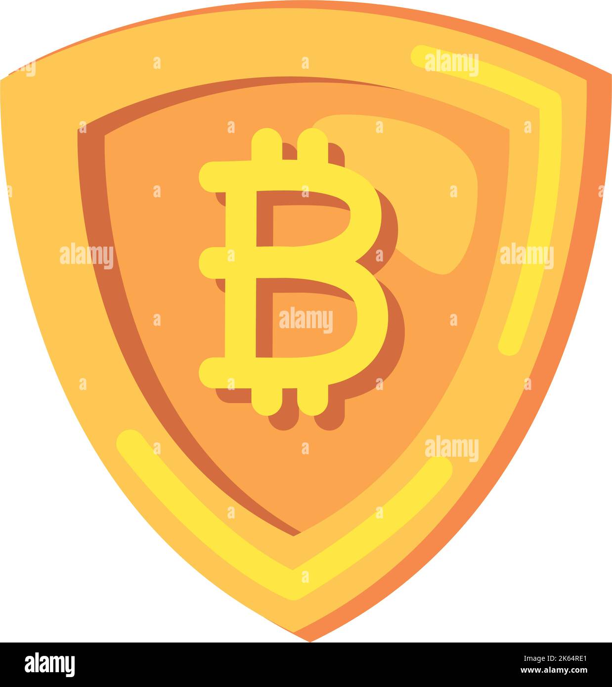bitcoin in shield cryptocurrency Stock Vector