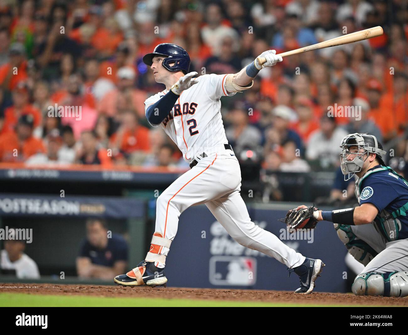 Houston Astros third baseman Alex Bregman (2) throws to first in the eighth  inning against the Seattle Mariners, Wednesday, May 4, 2022, in Houston, T  Stock Photo - Alamy