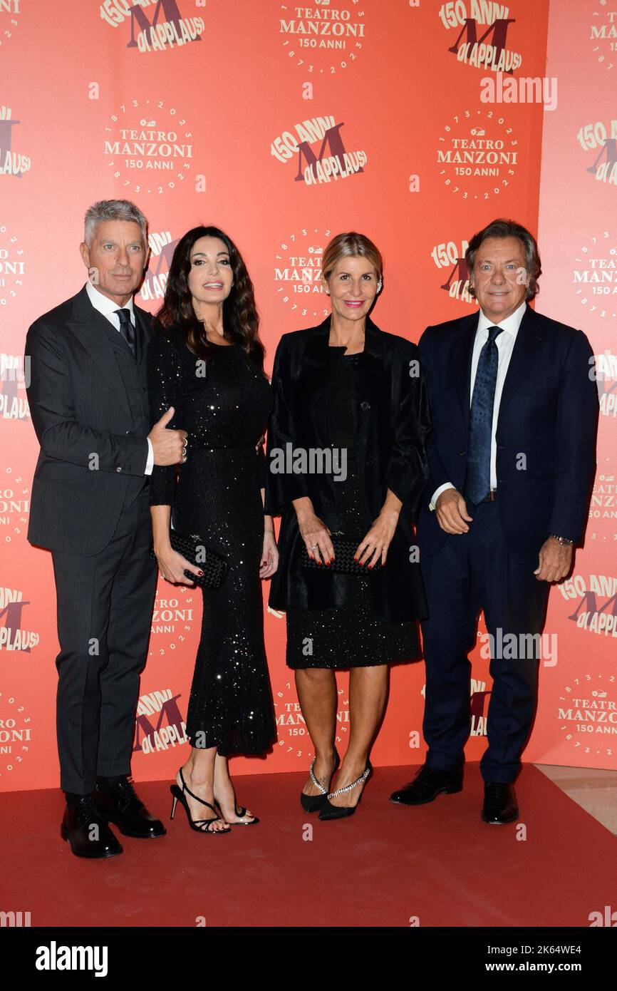 Milan, Italy. 11th Oct, 2022. Milan, red carpet for the 150th anniversary of the Manzoni Theater. in the photo: Giorgio Restelli, Sara Testa Credit: Independent Photo Agency/Alamy Live News Stock Photo