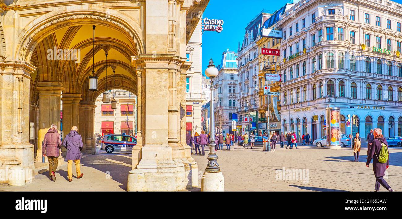 VIENNA, AUSTRIA - FEBRUARY 17, 2019: Vienesse architecture of Innere Stadt district, on February 17 in Vienna, Austria Stock Photo