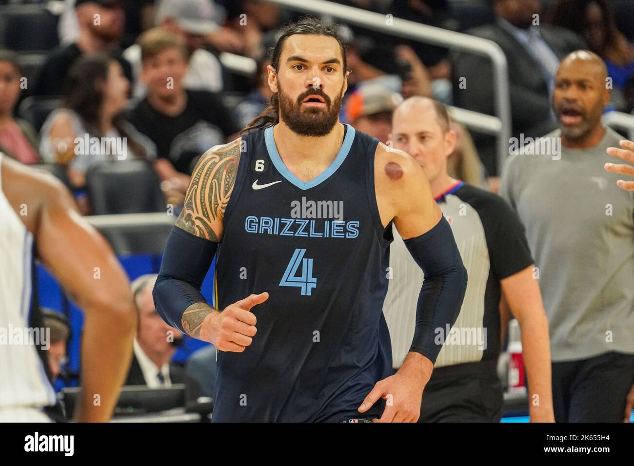 Orlando, Florida, USA, October 11, 2022, Memphis Grizzlies center Steven Adams #4 during the second half at the Amway Center.  (Photo Credit:  Marty Jean-Louis) Credit: Marty Jean-Louis/Alamy Live News Stock Photo