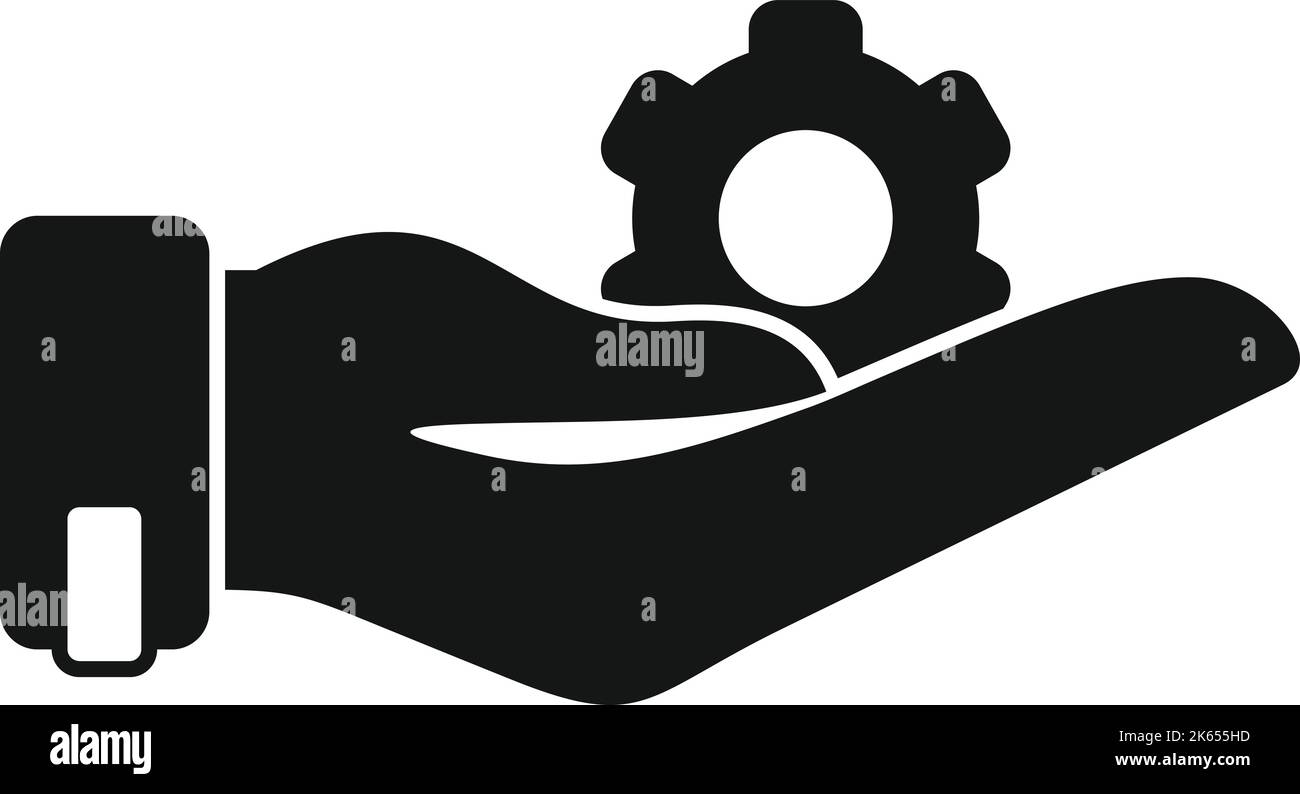 Keep gear hand icon simple vector. Problem solution. Idea work Stock ...