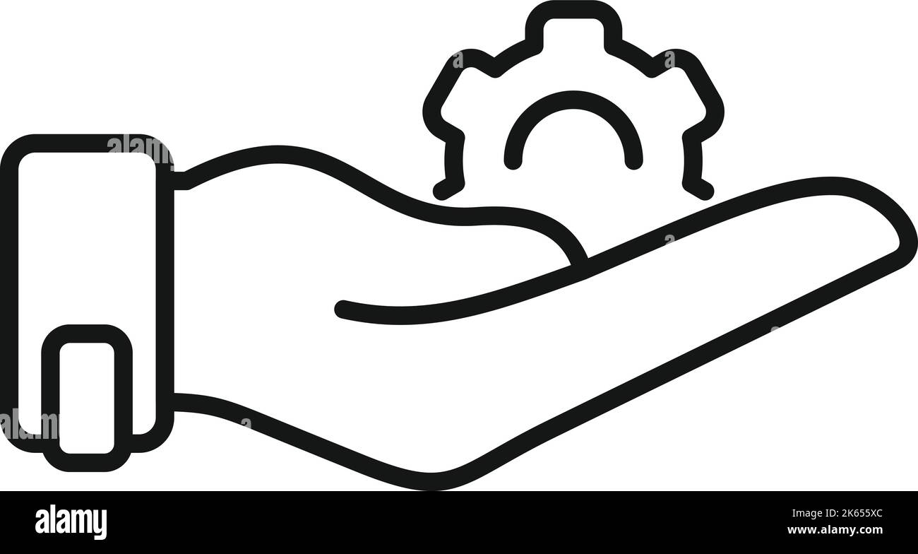 Keep gear hand icon outline vector. Problem solution. Idea work Stock ...