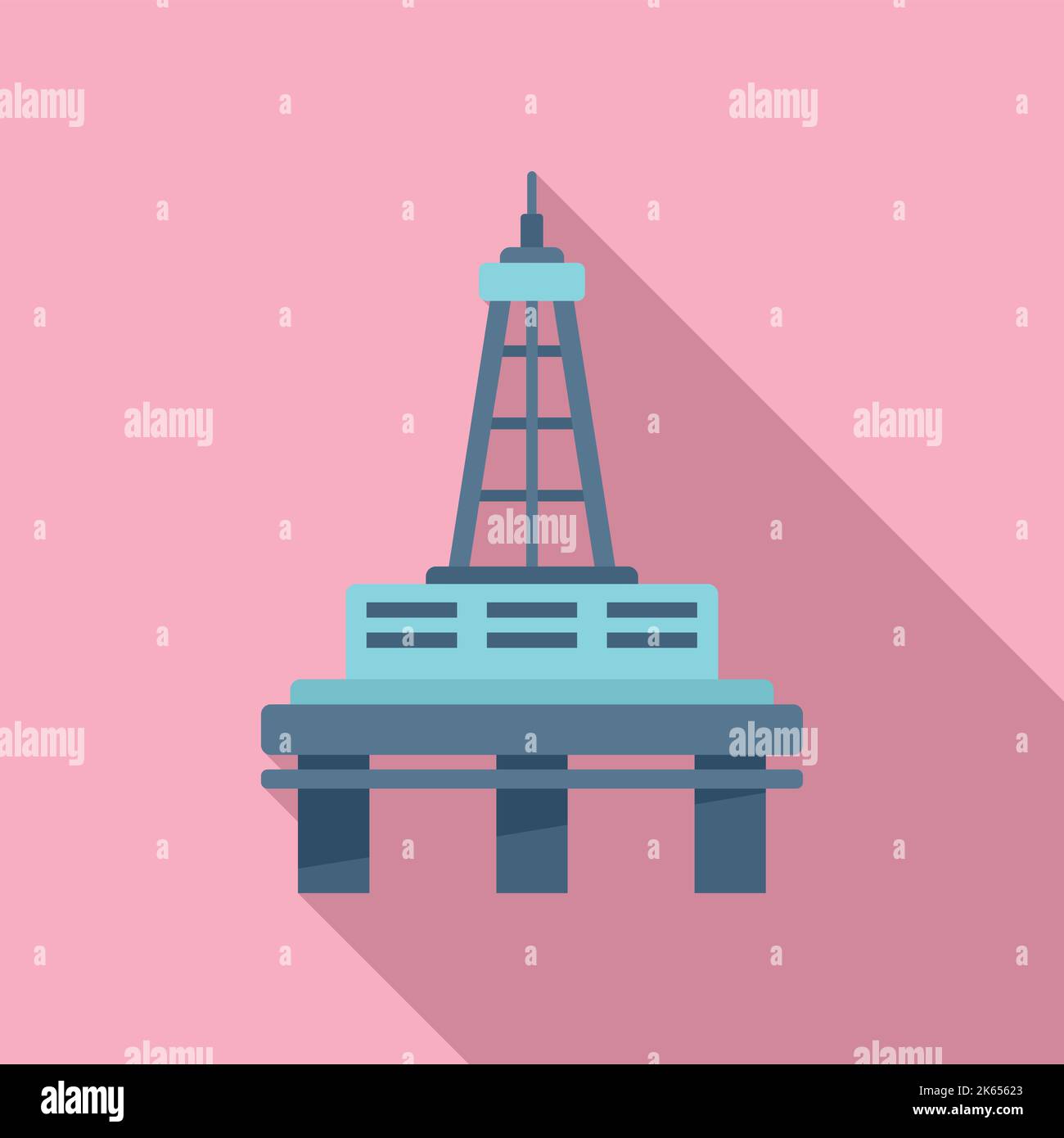 Industry energy rig icon flat vector. Oil sea. Gas drilling Stock ...