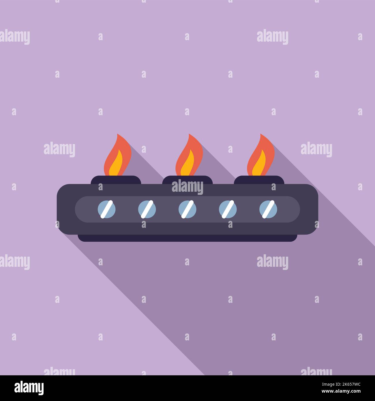 Stove flame icon flat vector. Gas cooker. Cooking pot Stock Vector