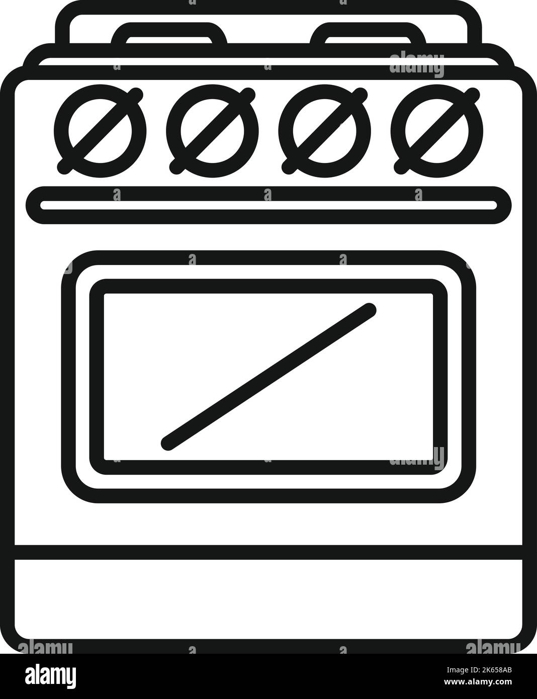 Oven stove icon flat vector. Cooking gas. Pot firepot Stock Vector