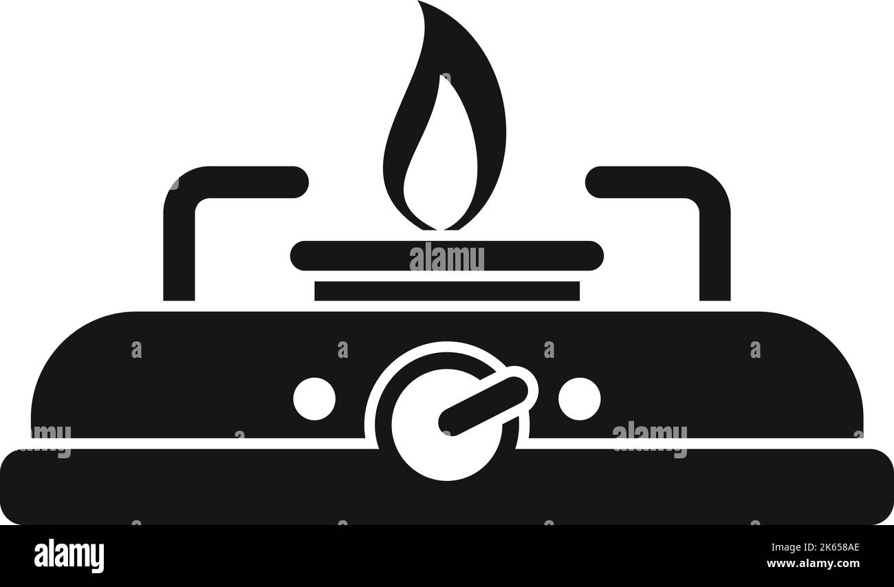 Camp stove icon simple vector. Gas cooker. Hot steam Stock Vector