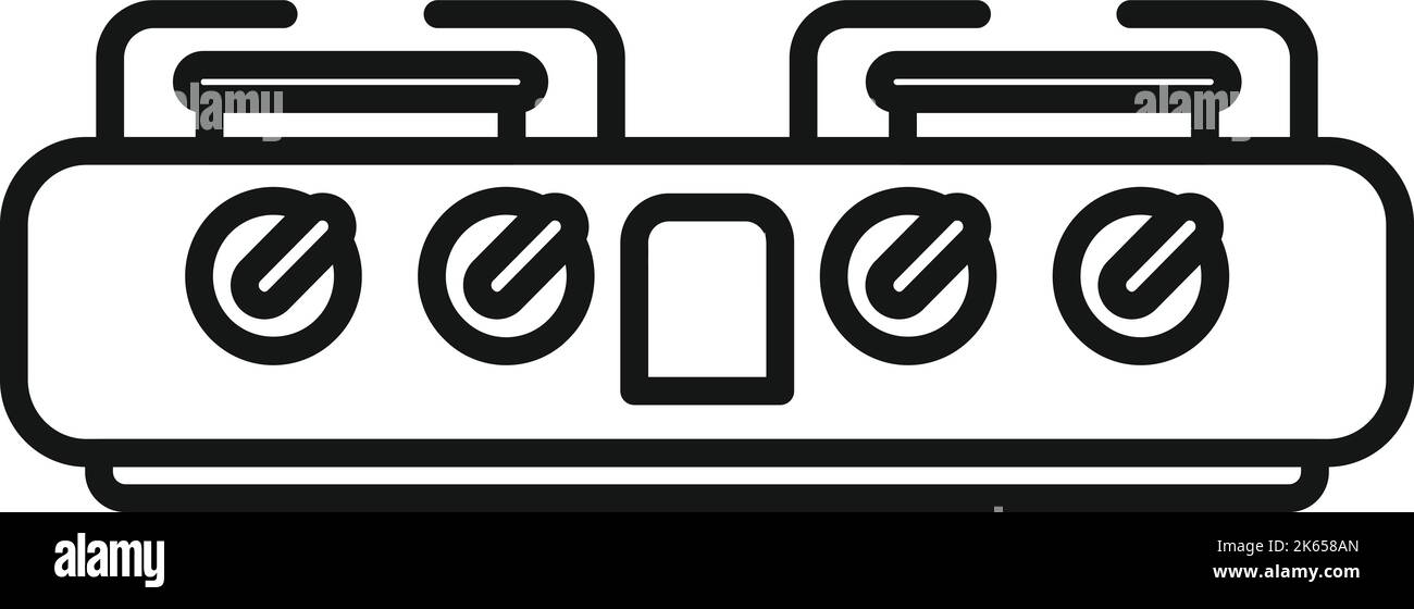 Food stove icon outline vector. Gas cooker. Portable pan Stock Vector