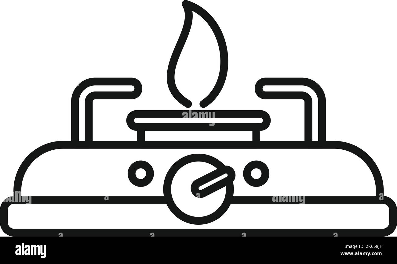Camp stove icon outline vector. Gas cooker. Hot steam Stock Vector
