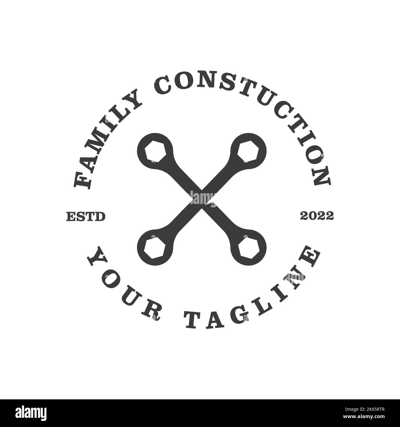 Two wrenches crossed Vintage Handyman Tools Service Repair Build Maintenance logo design Stock Vector