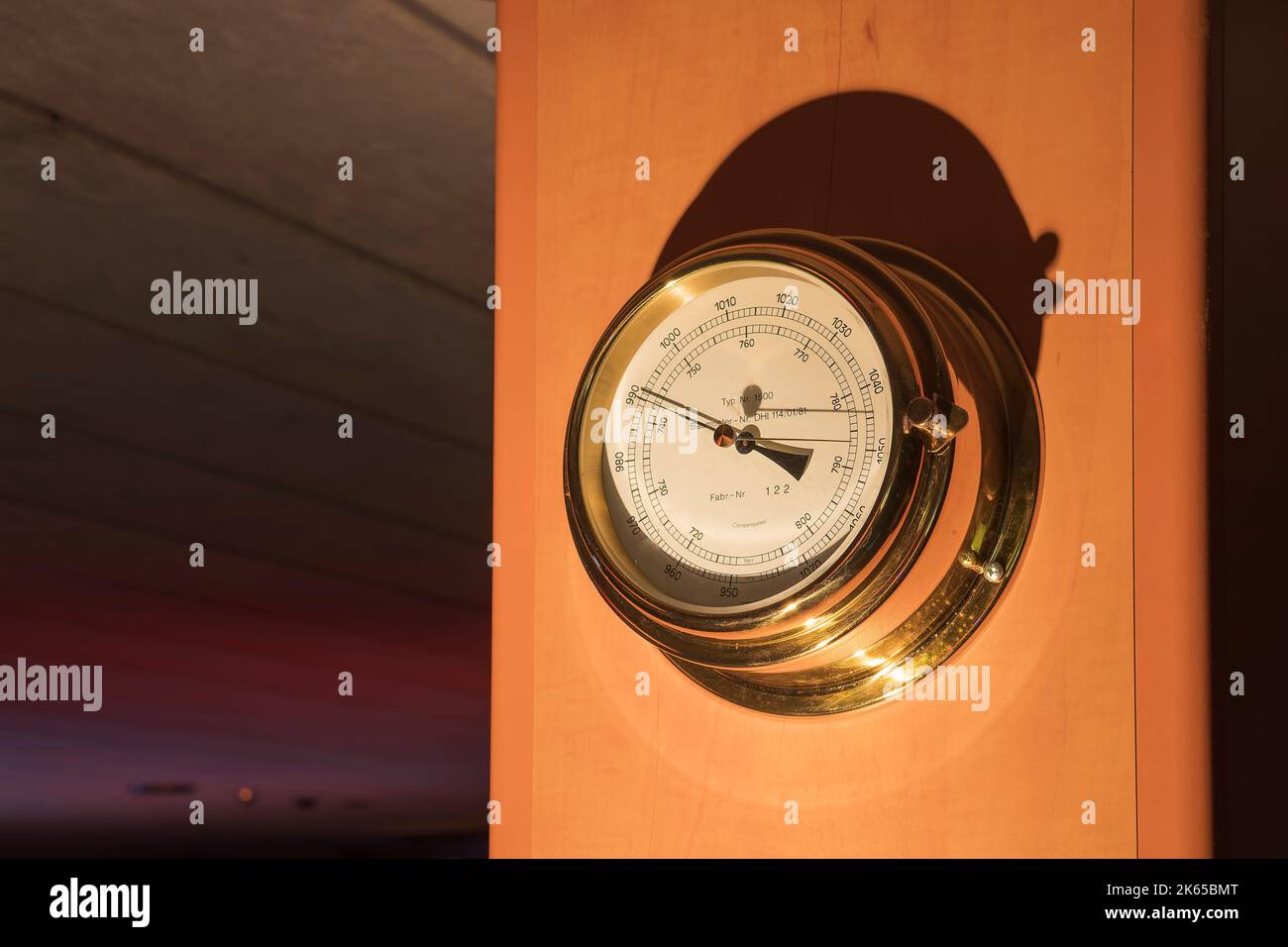 A barometer on the bridge of a ship Stock Photo