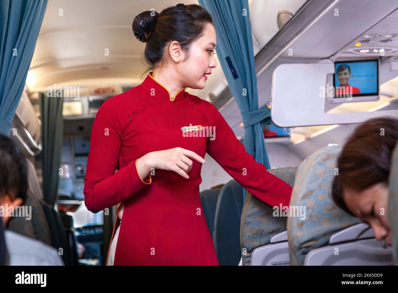 Flight crew and passengers on board Vietnam Airlines flight from Hanoi