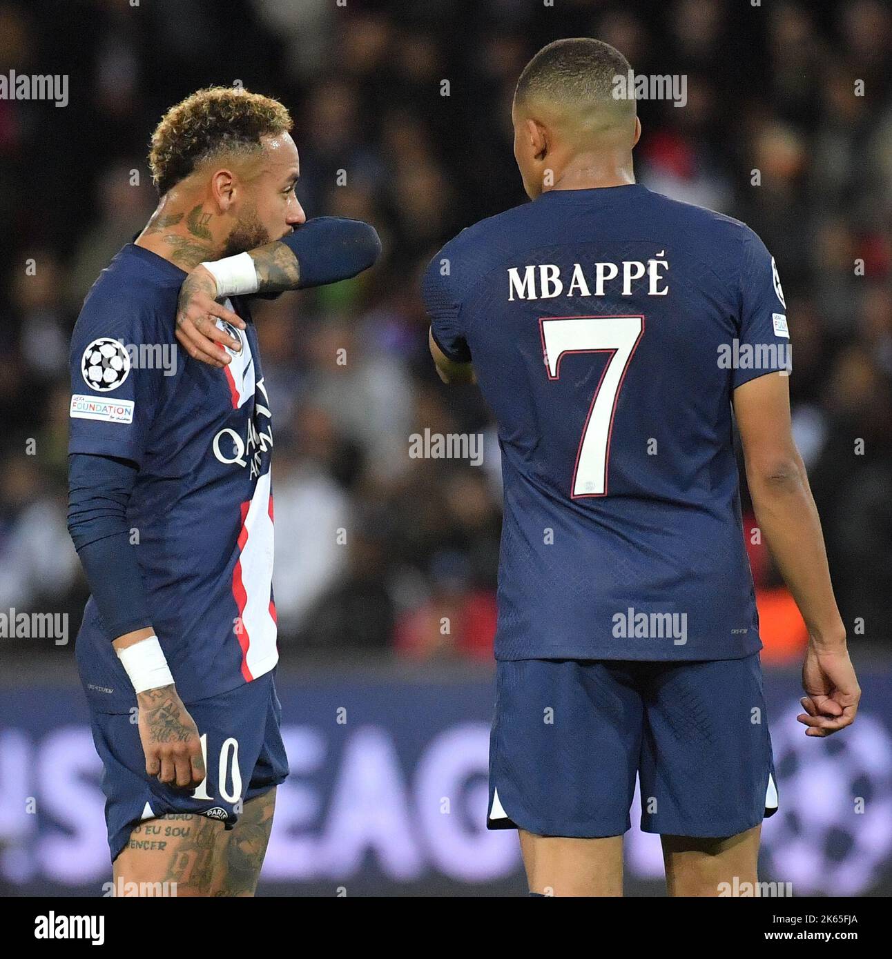 Neymar Jr And Kylian Mbappe Of Paris Saint Germain PSG During The 