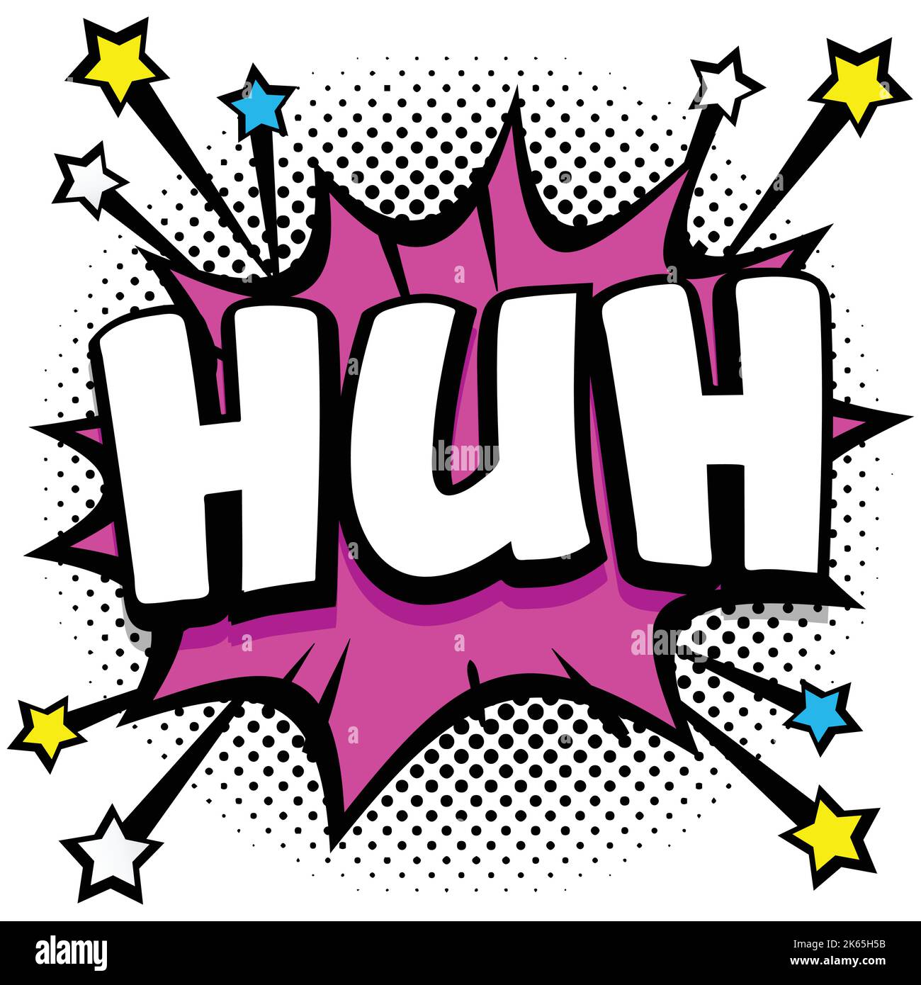 huh Pop art comic speech bubbles book sound effects Vector Illustration