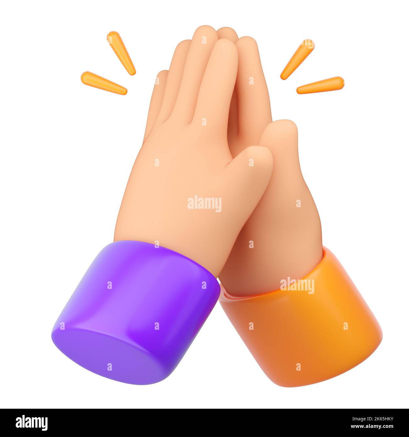 3d Human hands clapping and applause. Business success, teamwork, agreement and ovation concept. High quality isolated render Stock Photo