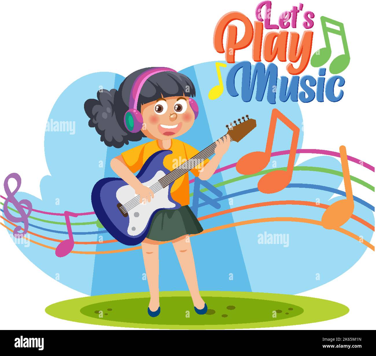 Girl playing electric guitar illustration Stock Vector Image & Art Alamy